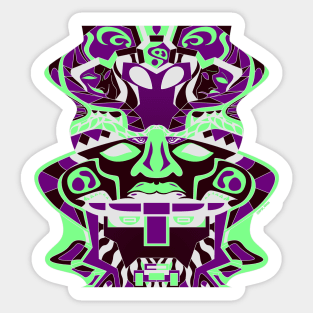 olmec totem in robot pattern ecopop Sticker